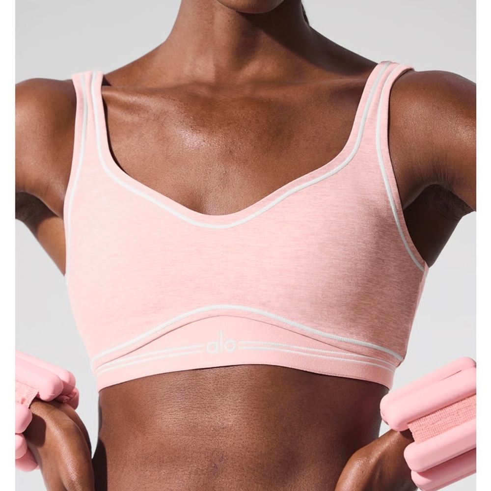 ALO Yoga Women's Alosoft Heart Throb Pink Quartz Bra